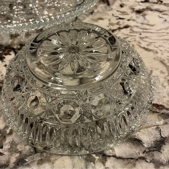 Anchor Hocking Wexford 11" Chip and Dip Platter w/ 5.5" Bowl Clear Glass Diamond - Picture 6 of 7